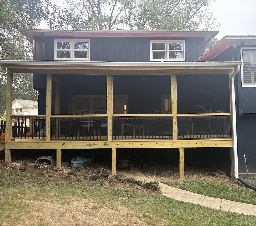 Screened porch and deck addition built by Redbone Woodworks